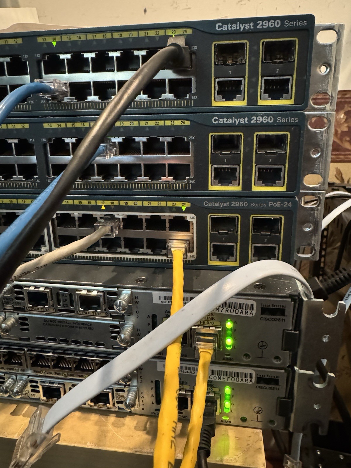 Cisco CCNA Home Lab Kit 3 Switches and 2 Routers L2 1RU with cables & AP