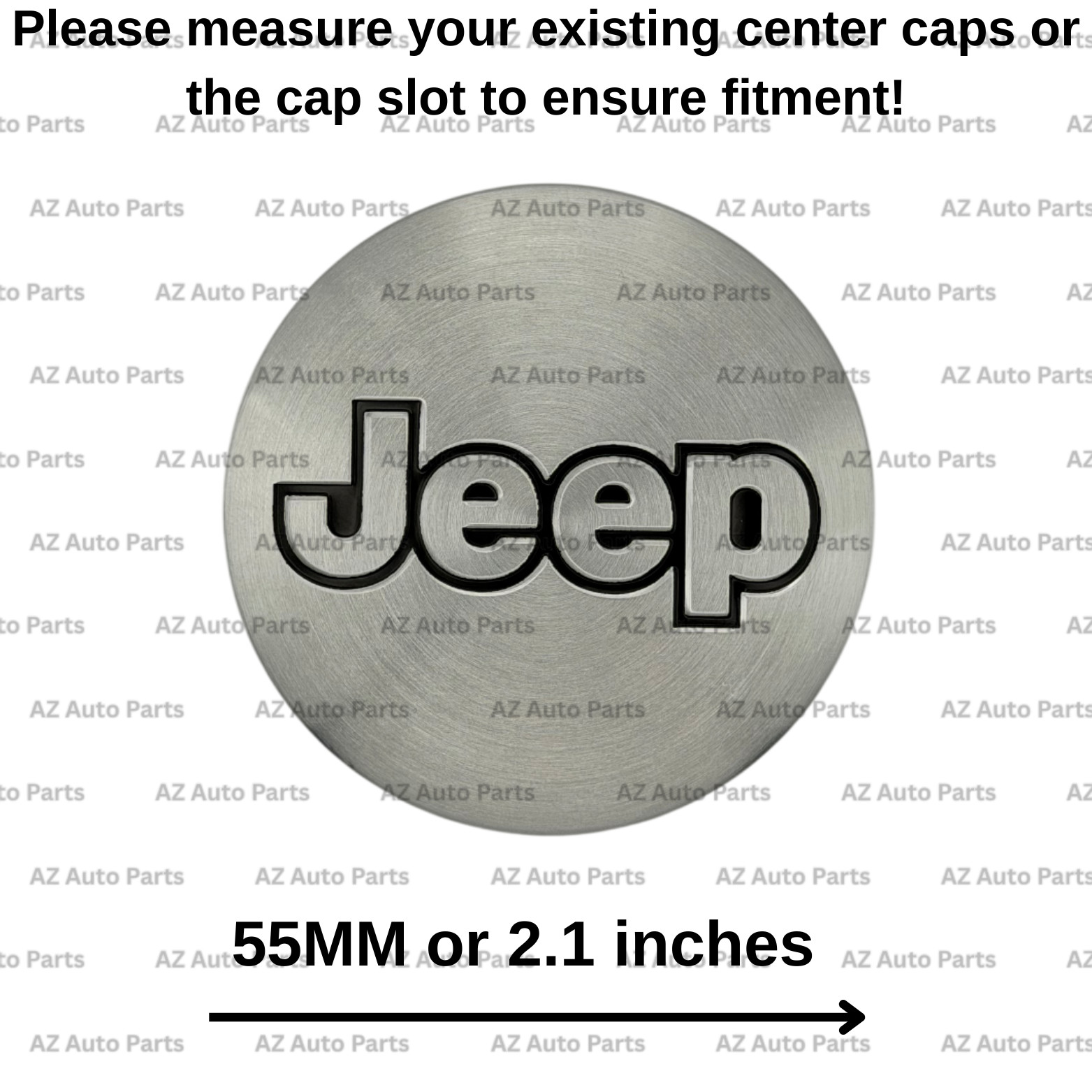 Set of 4 55mm Silver Wheel Center Caps Black Emblem for Jeep Fits Most Models