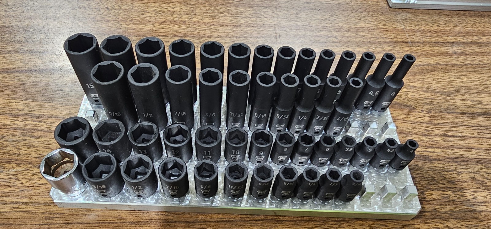 1/4" - 4 Row Billet Aluminum Socket Organizer - Tool Box Billet