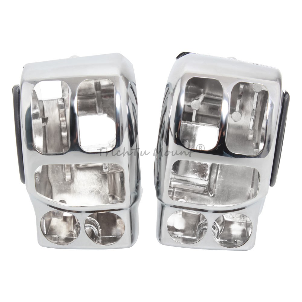 A Pair Chrome Switches Housing Cover For Harley Touring Street Glide 2014-2023