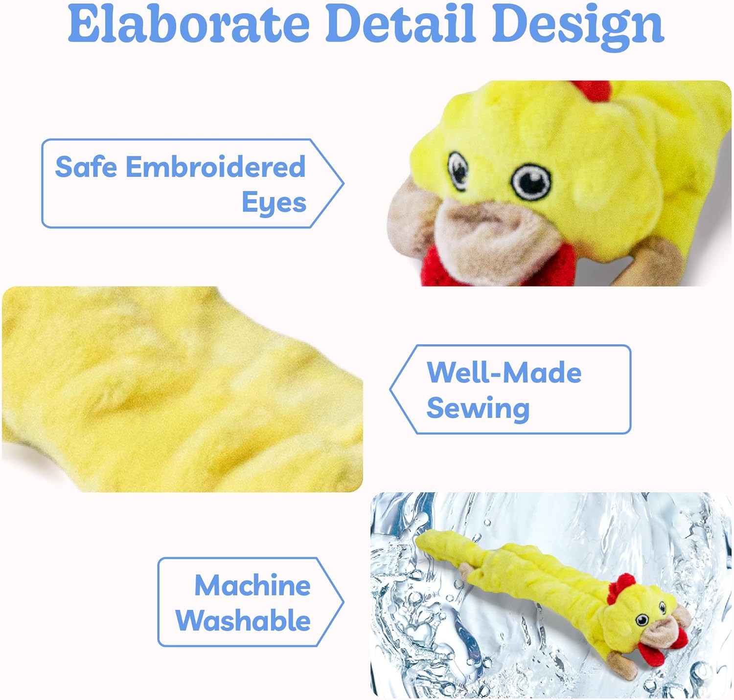 Dog Squeaky Toys 5-Pack, Teething Plush, No Stuff Crinkle, All