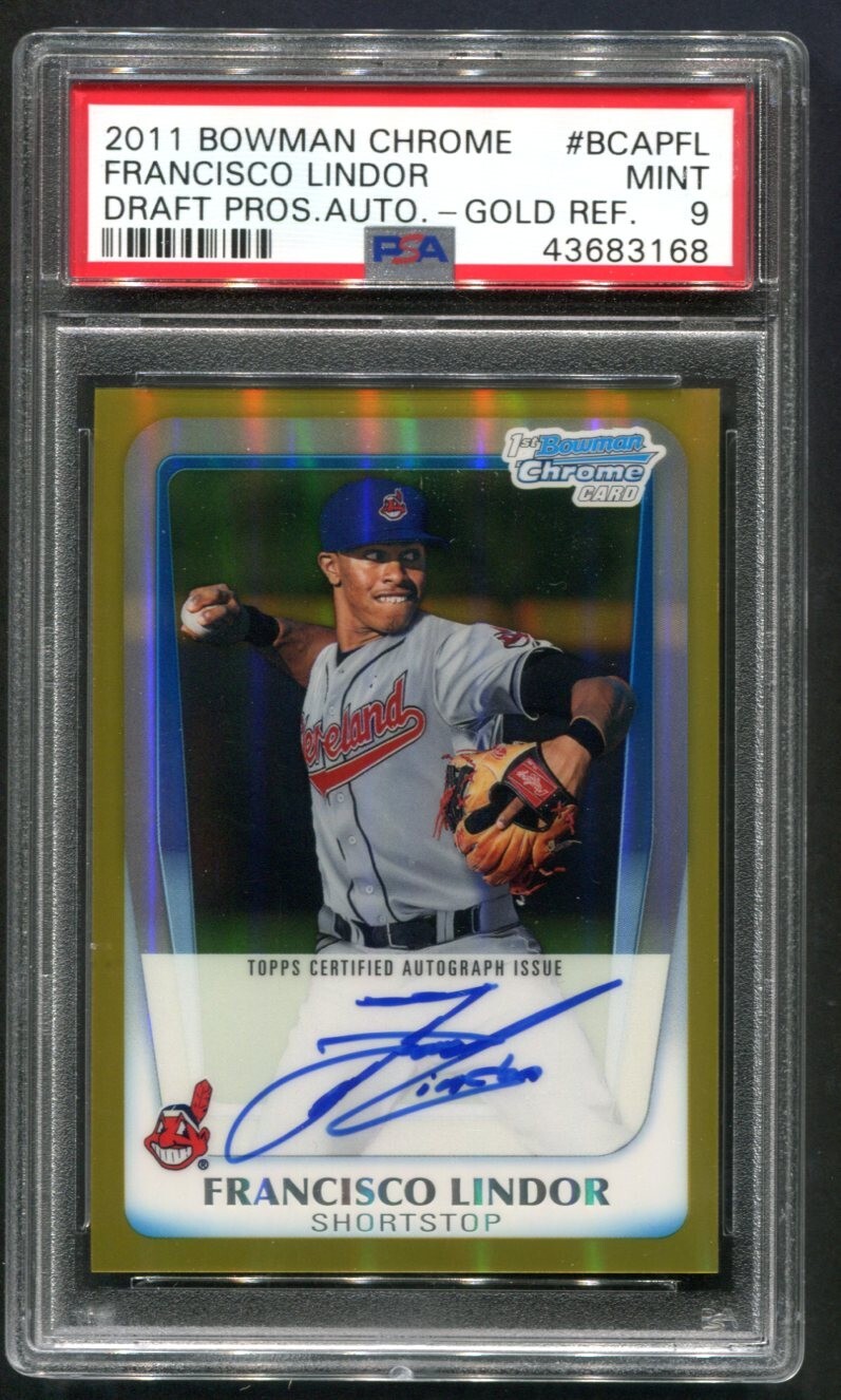 2011 Bowman Chrome Draft Francisco Lindor 1ST Gold REF AUTO 13/50 PSA 9 MINT