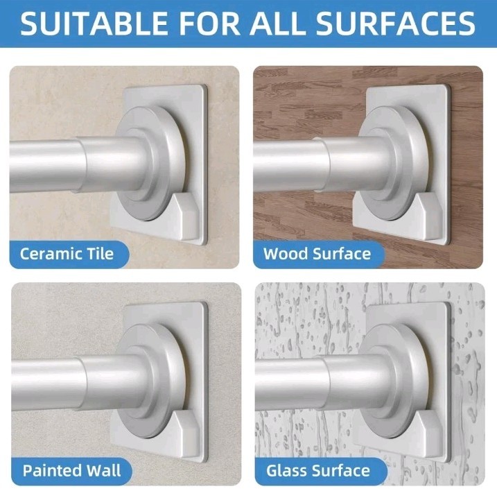 Matte Silver Shower Curtain Rod,1 Inch Diameter Stainless Steel Adjustable Sp...