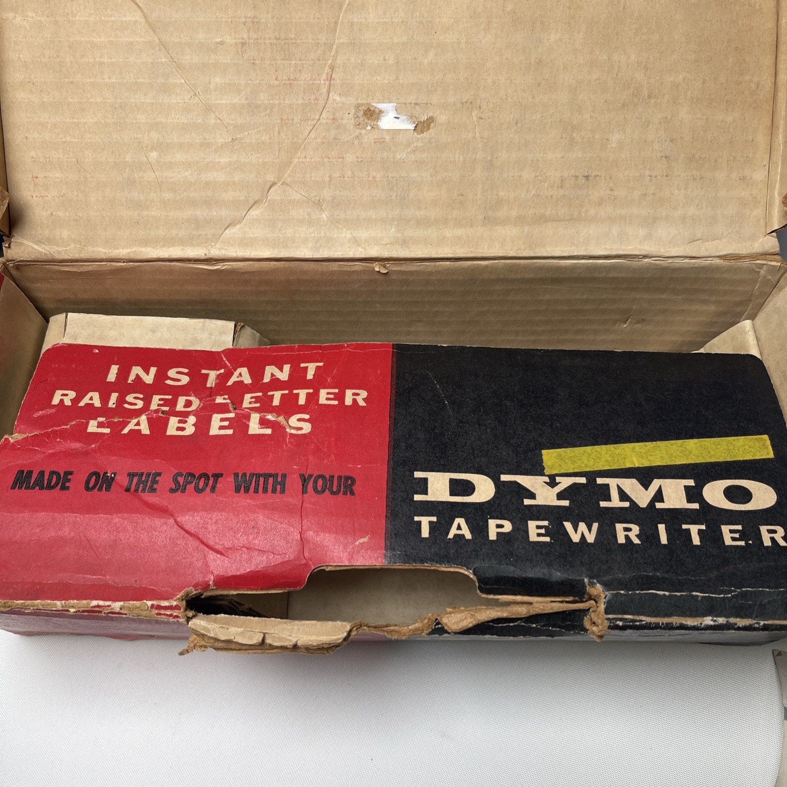Vtg Early Metal DYMO M-22 TAPEWRITER Label Maker W Tape/Box/Papers