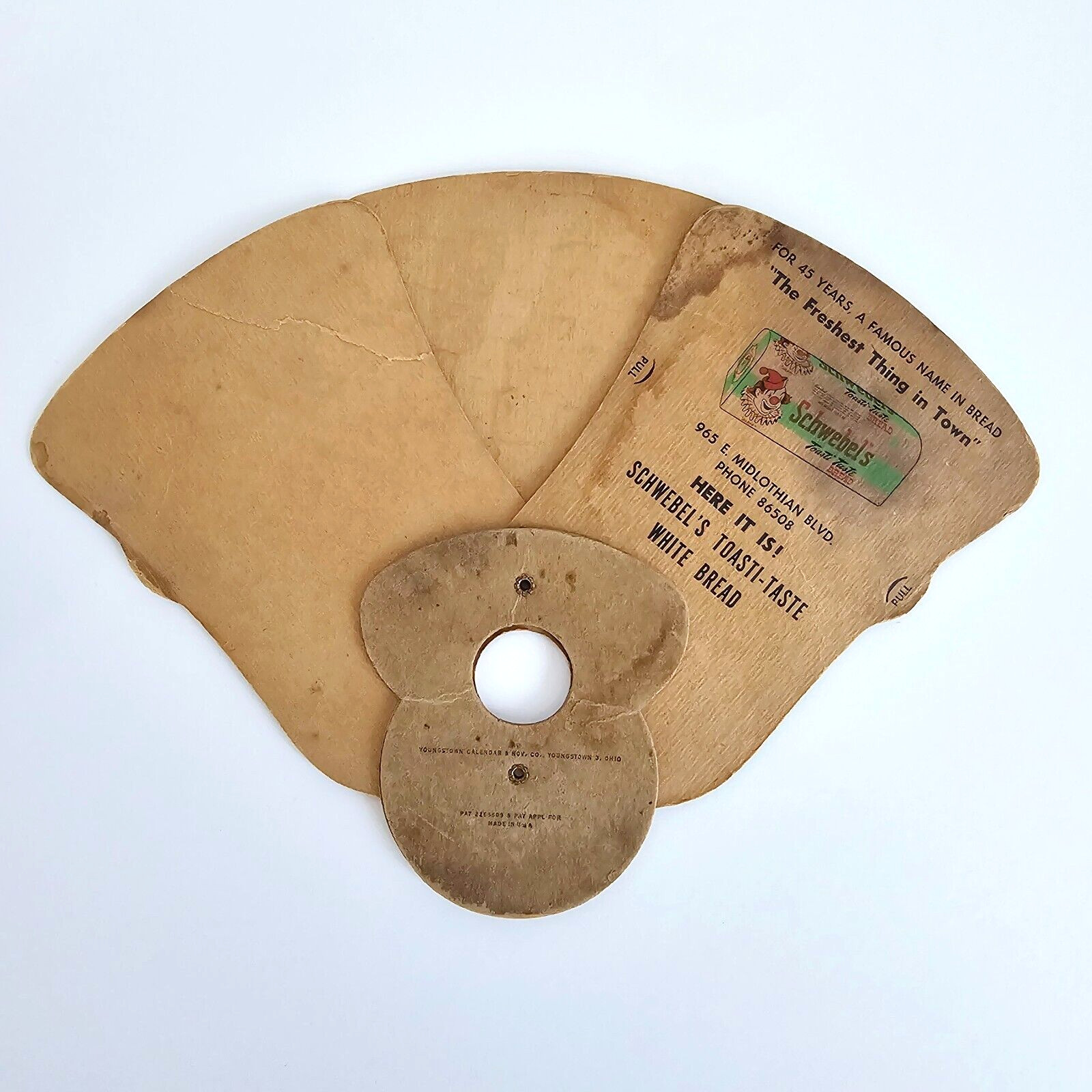 Vintage Schwebel's Toasti Taste Bread Clown Advertising Fan