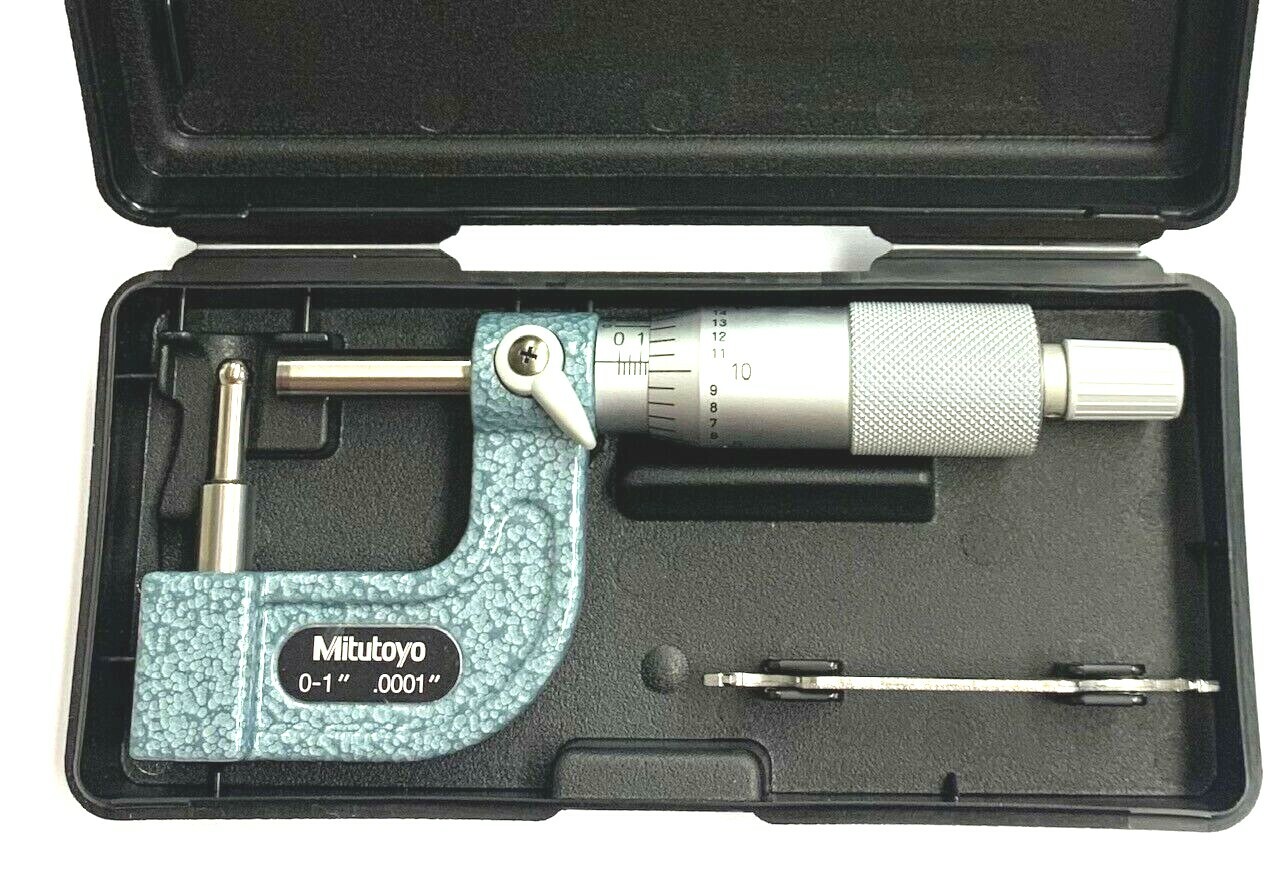 0-1" TUBE MICROMETER .0001" GRAD CARBIDE FACES RAACHET THIMBLE MITUTOYO #115-313