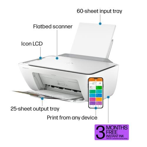 HP DeskJet 2827e All-in-One Printer with Bonus 3 Months of Instant Ink with HP+