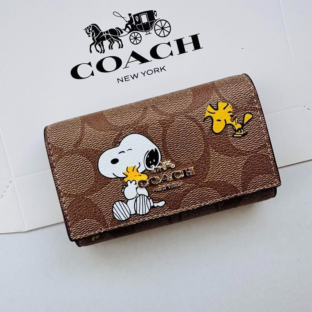 COACH x Peanuts 5 Key Case Snoopy Signature Smart Key CF250 outlet New