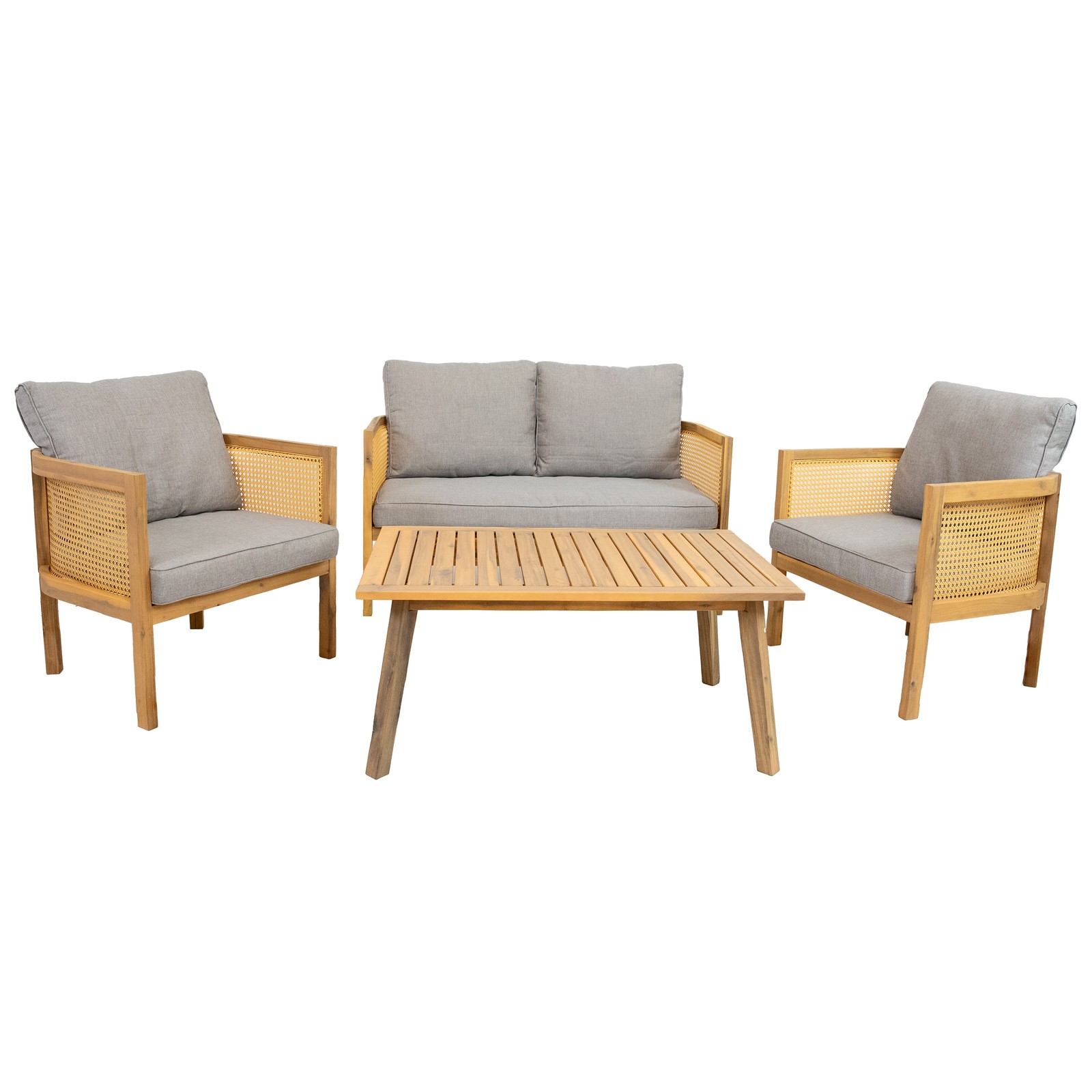 Sanibel 4-Piece Acacia Outdoor Conversation Set - Gray by Sunnydaze