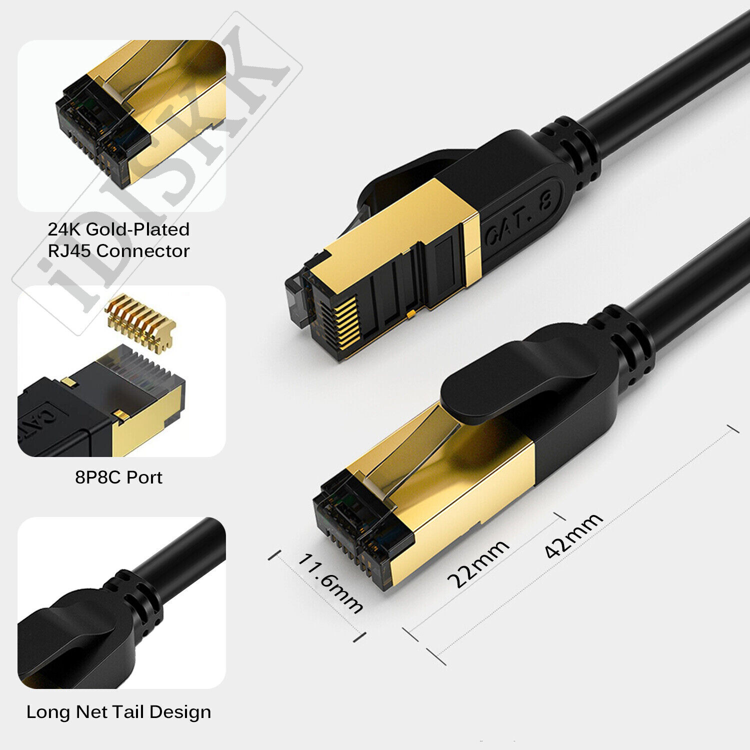 Cat 8 RJ45 Ethernet Cable Super Speed 40Gbps Patch LAN Network Gold Plated Lot