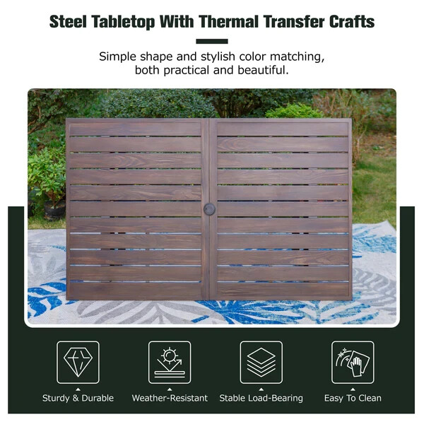 Outdoor Dining Table for 6 Person Rectangular Patio Metal Table U-shaped legs