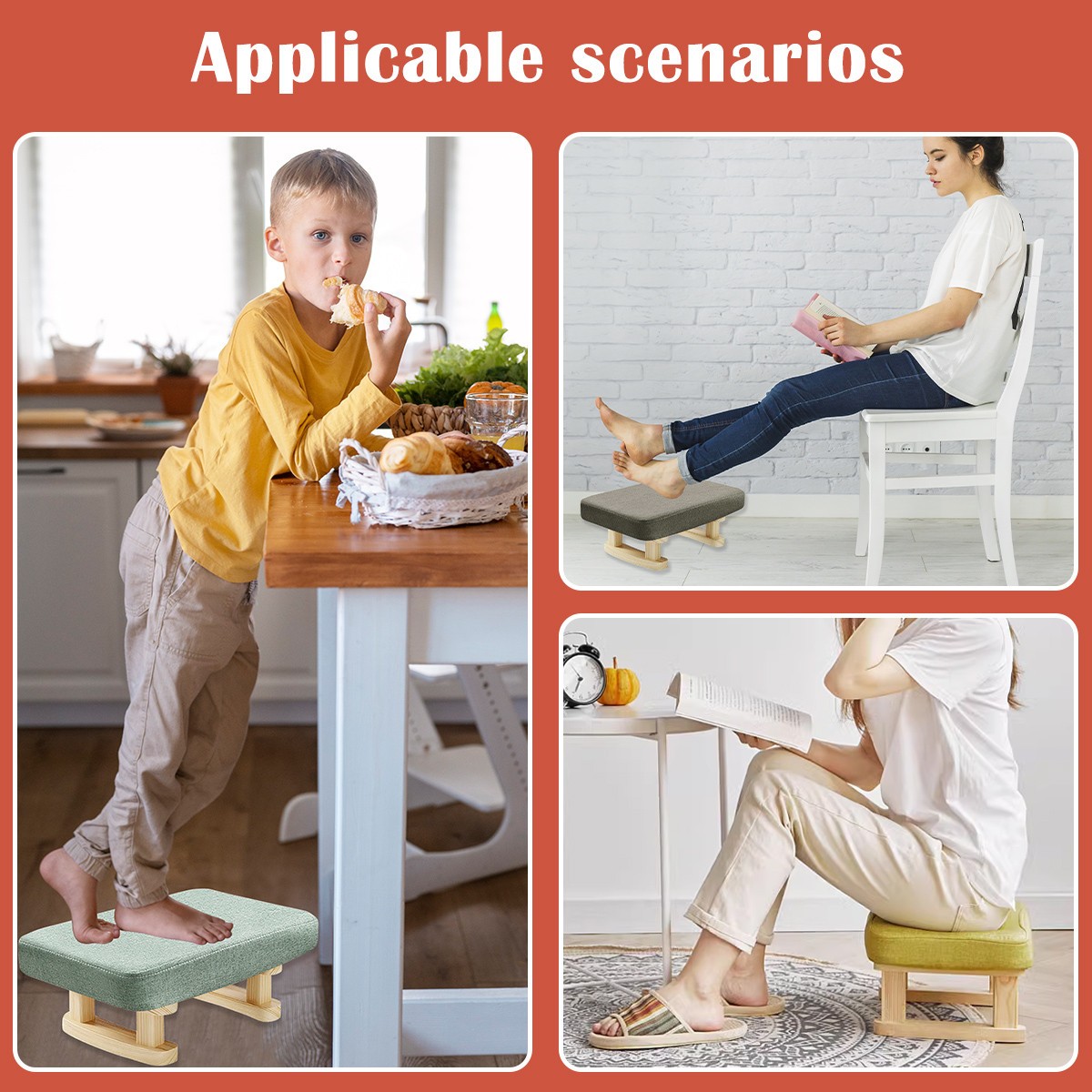 Footstool Chair Stool Rectangle Footrest Padded Rest Seat Padded Pouffe Chair