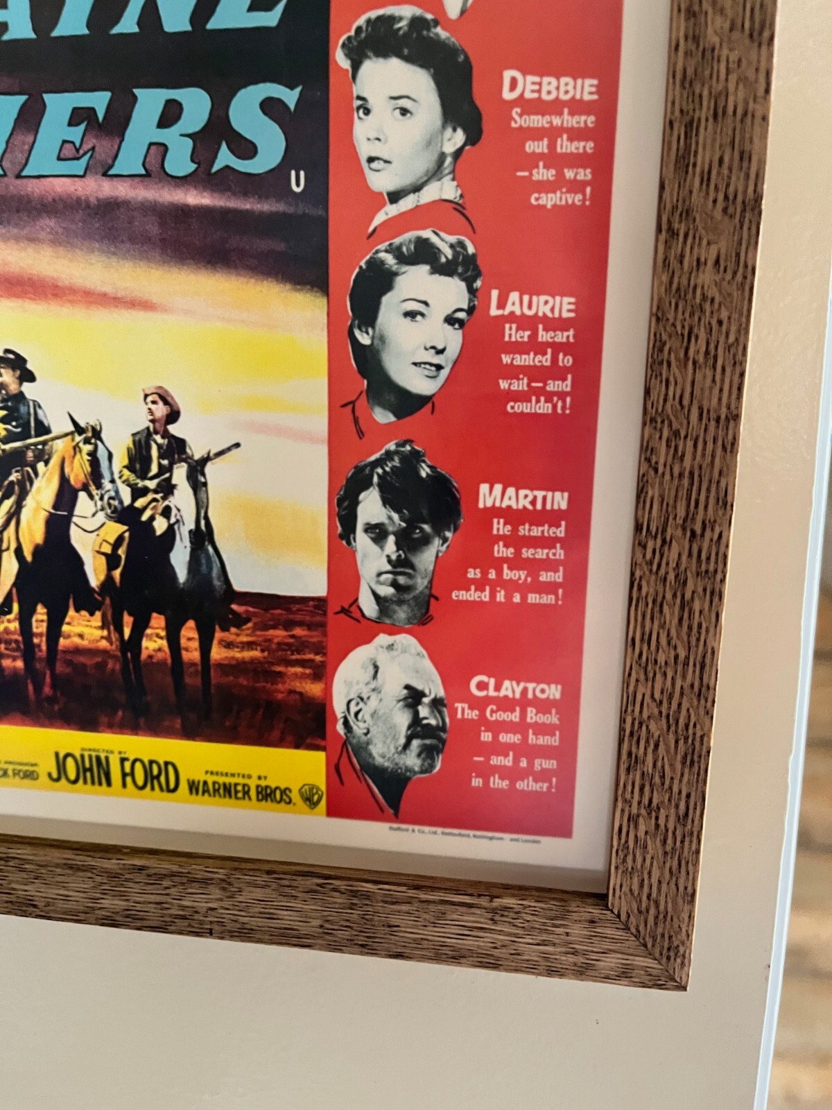 JOHN WAYNE - The Searchers 56 Lobby Card- Beautiful Museum Framed Oak Shadowbox