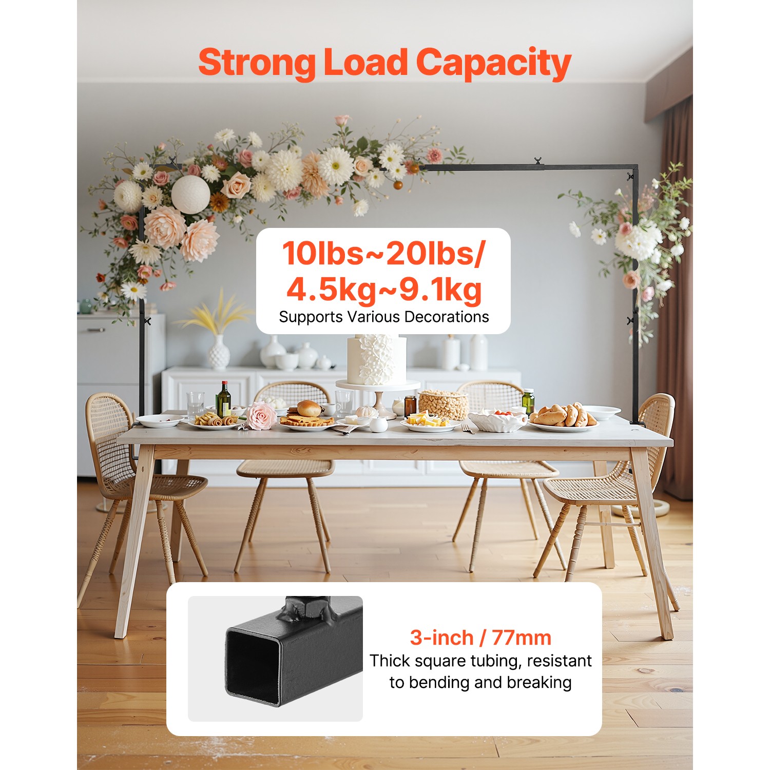 Over The Table Rod Stand Metal Arch Frame 28"-98" Length Adjustable Clamp Decor