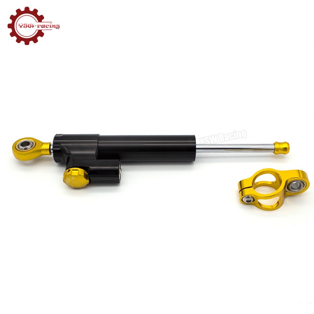 Universal Motorcycle CNC Adjustable Steering Damper Stabilizer Top Black&Gold US