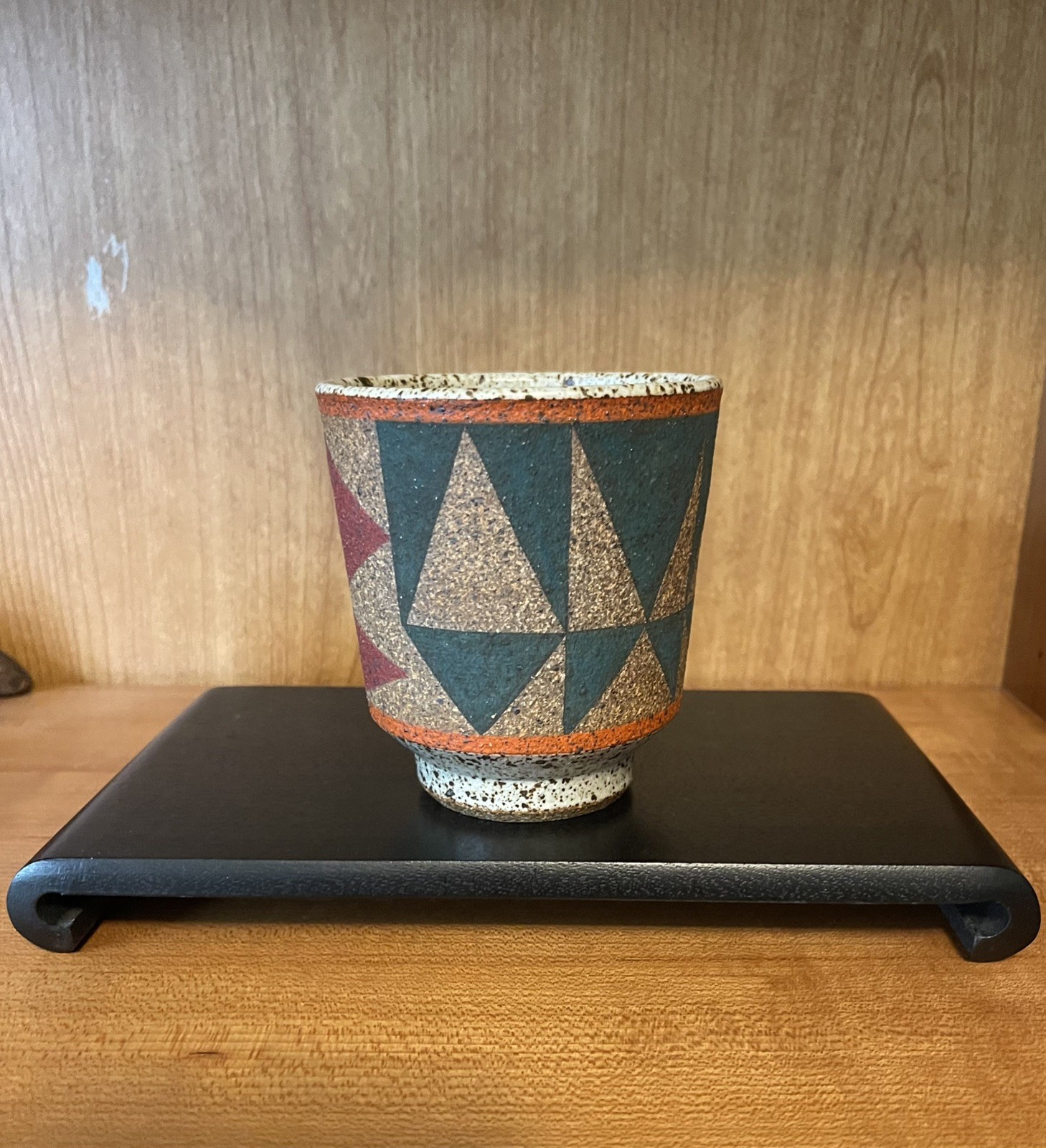 Kat & Roger Modernist Abstract Design Handmade Ceramic Cup