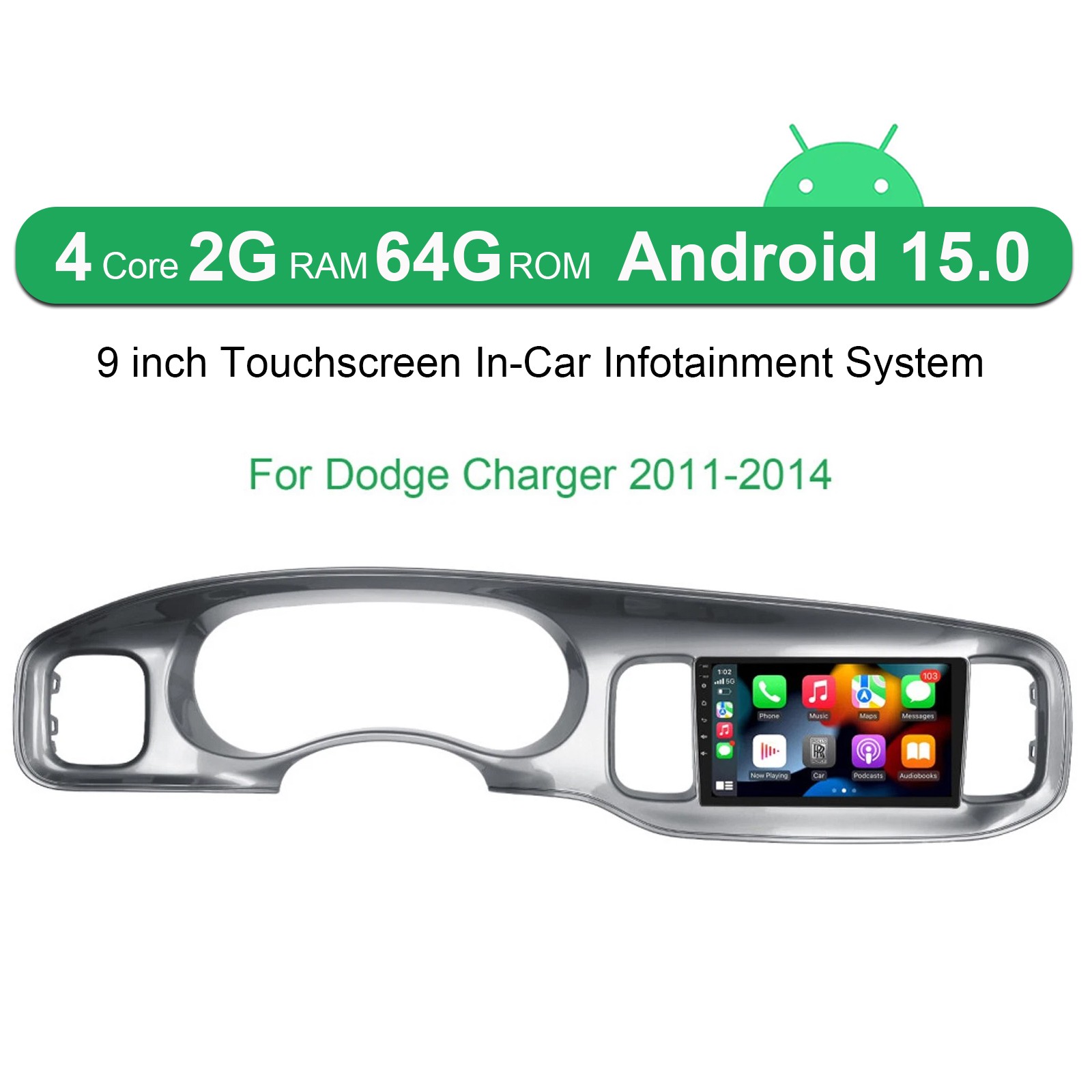 2+64GB Android 15 Car Stereo Radio GPS Navi Carplay For Dodge Charger 2011-2014