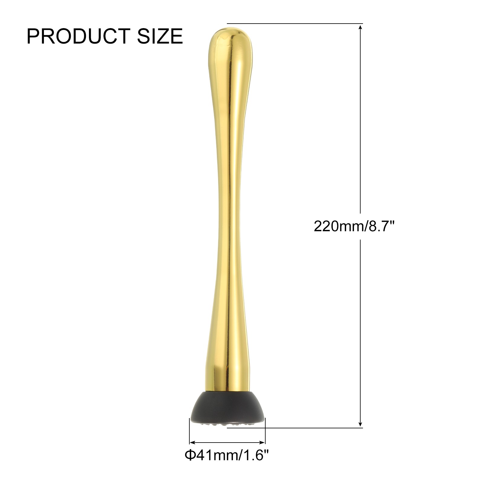 9 Inch Stainless Steel Cocktail Muddler Drink Muddler Bar Tool Gold