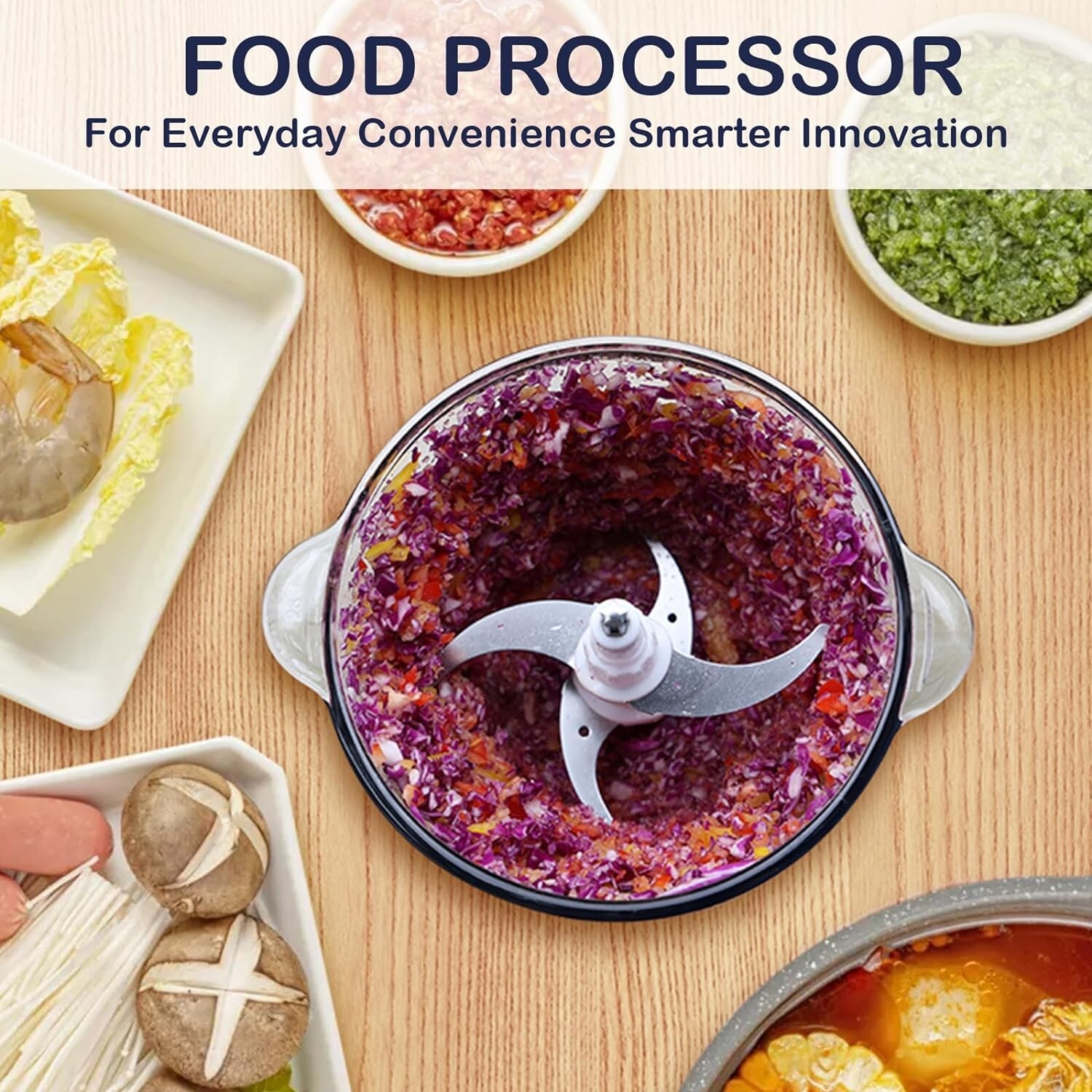 KOIOS 500W Powerful Electric Food Processor Kitchen Food Chopper Blender 8 Cups