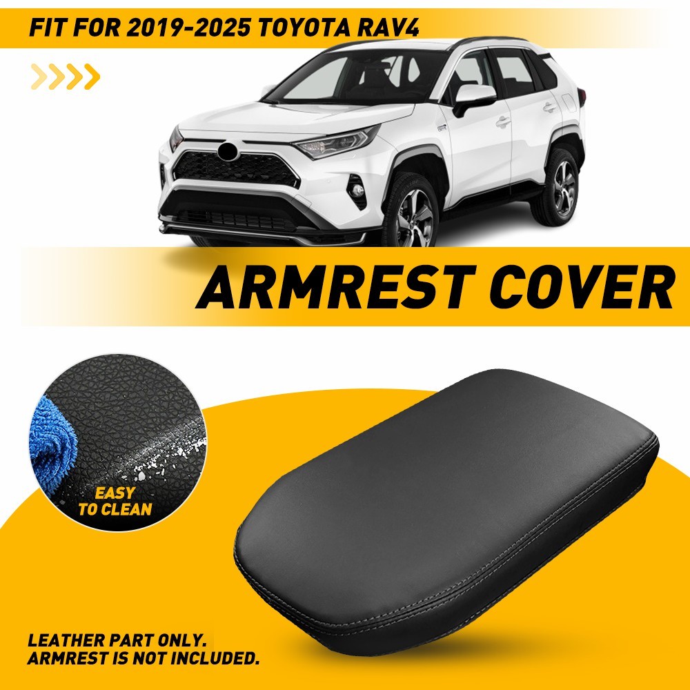 Fit 2019-2025 Toyota RAV4 Center Console Lid Armrest Cover Panel Leather Black V
