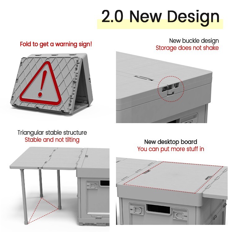 Folding Storage Camping Box with Table, 3 in 1 Lightweight Camp Storage Box