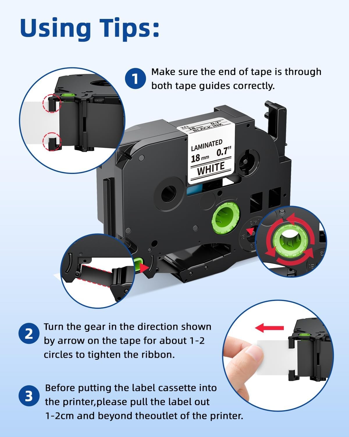 5PK TZE-241 Tape 18mm Laminated White Compatible for Brother P-Touch US seller
