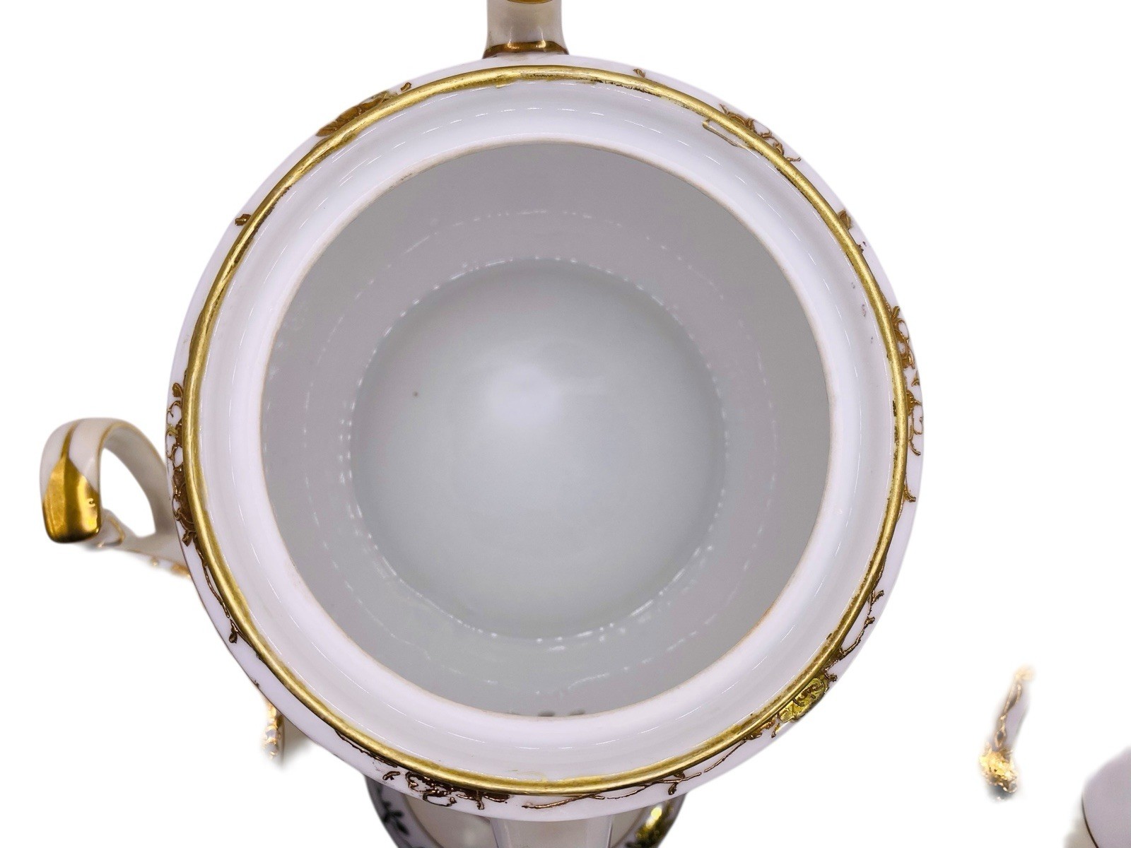 Handpainted Nippon Teapot Lid Creamer Sugar Bowl Lid Beige Gold Gilt Trim Floral