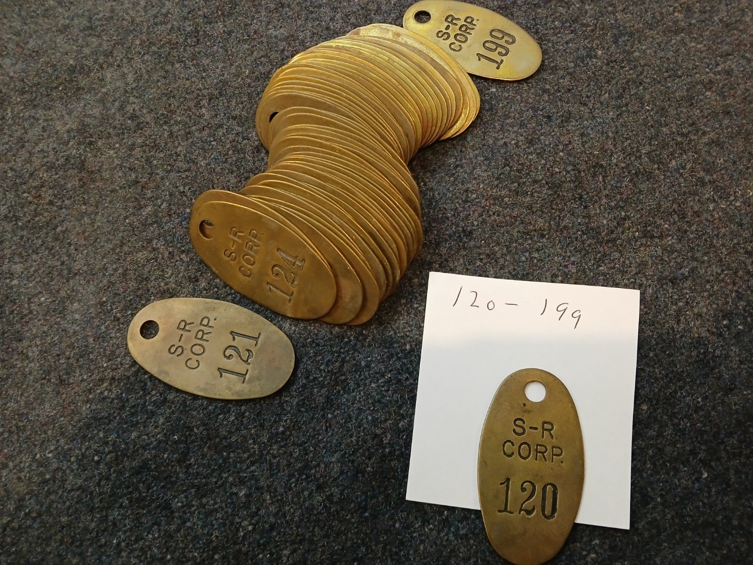 Stearn-RogersNumbered Brass Tags Stamped Consecutive Numbers 50Pack