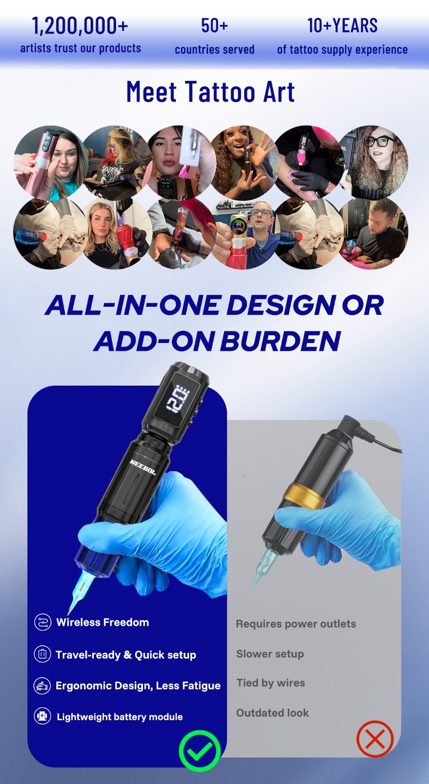 Wireless Tattoo Kit Complete for Beginners Pen Machine with Power Supply Needles