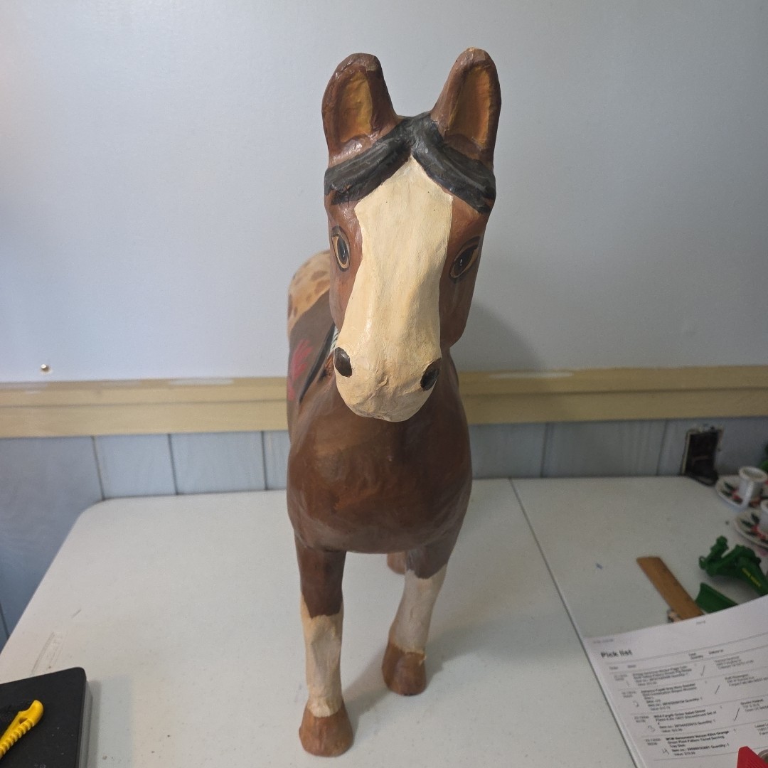 Vintage Paper Mache Spotted Blanket Appaloosa Horse Statue Indian Native
