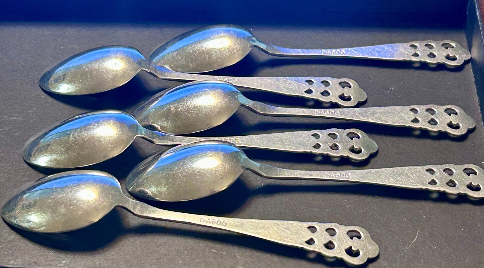 David Andersen Norrona Demitasse 5" Spoon set (6) D-A 60G Elegance Silver Plate