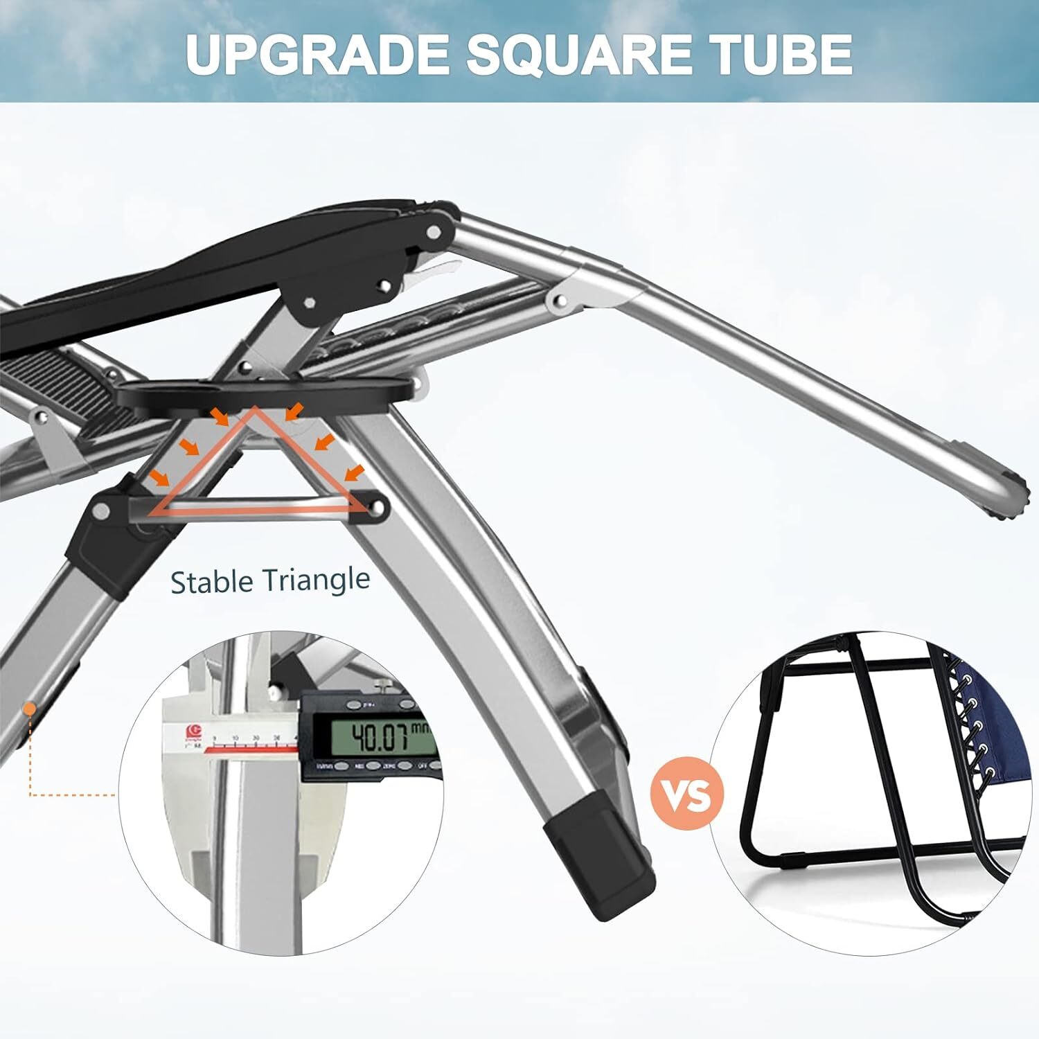 NAIZEA Zero Gravity Chair, Premium Lawn Recliner Folding Chaise Lounge & Cushion