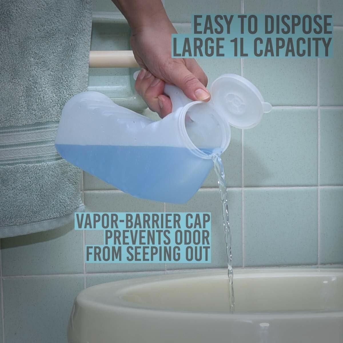 Urinals for Men (Pack of 2) Male Urinal with Odor-Shield Lid