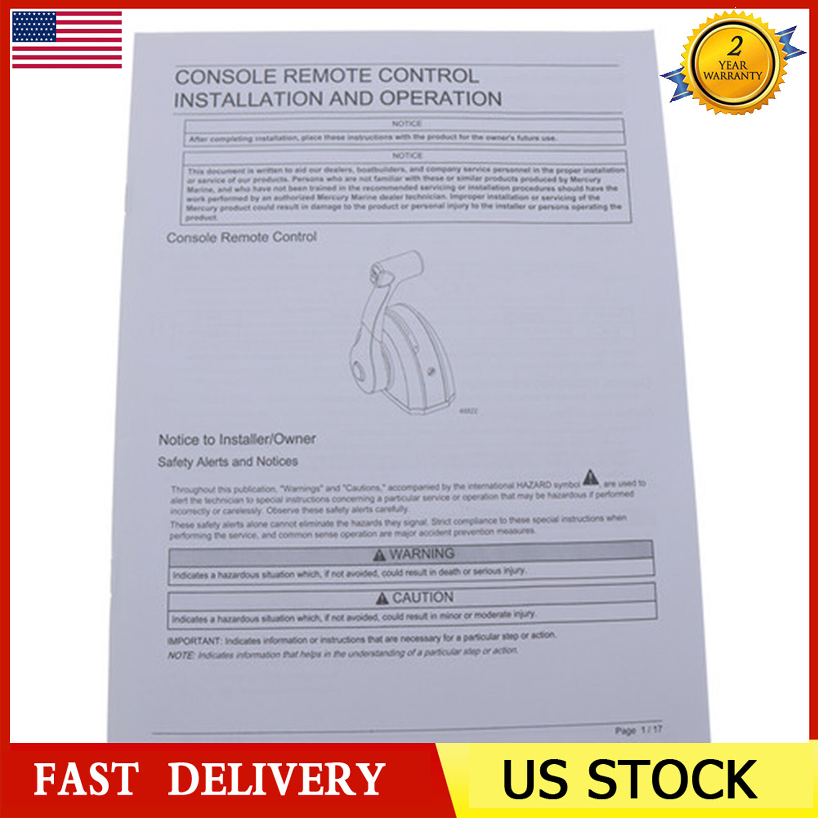 Outboard Remote Control Box 8M0059686 For Mercury Binnacle/Console Top Mount