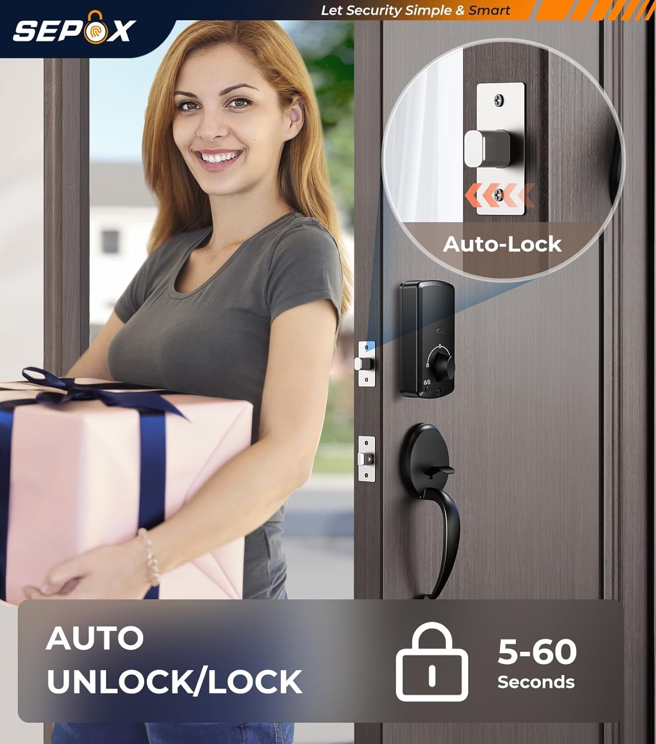 Security Smart Lock Fingerprint Keyless Entry Door Lock Wi-Fi Deadbolt Gateway A