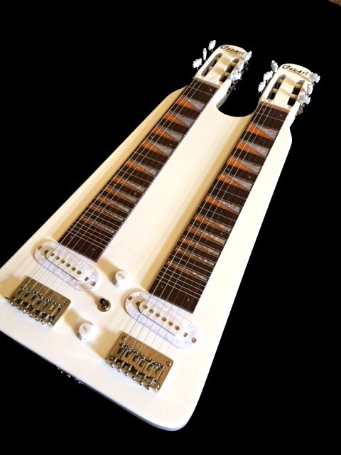 GREAT PLAYING NEW DOUBLE NECK WHITE LAP STEEL ELECTRIC GUITAR