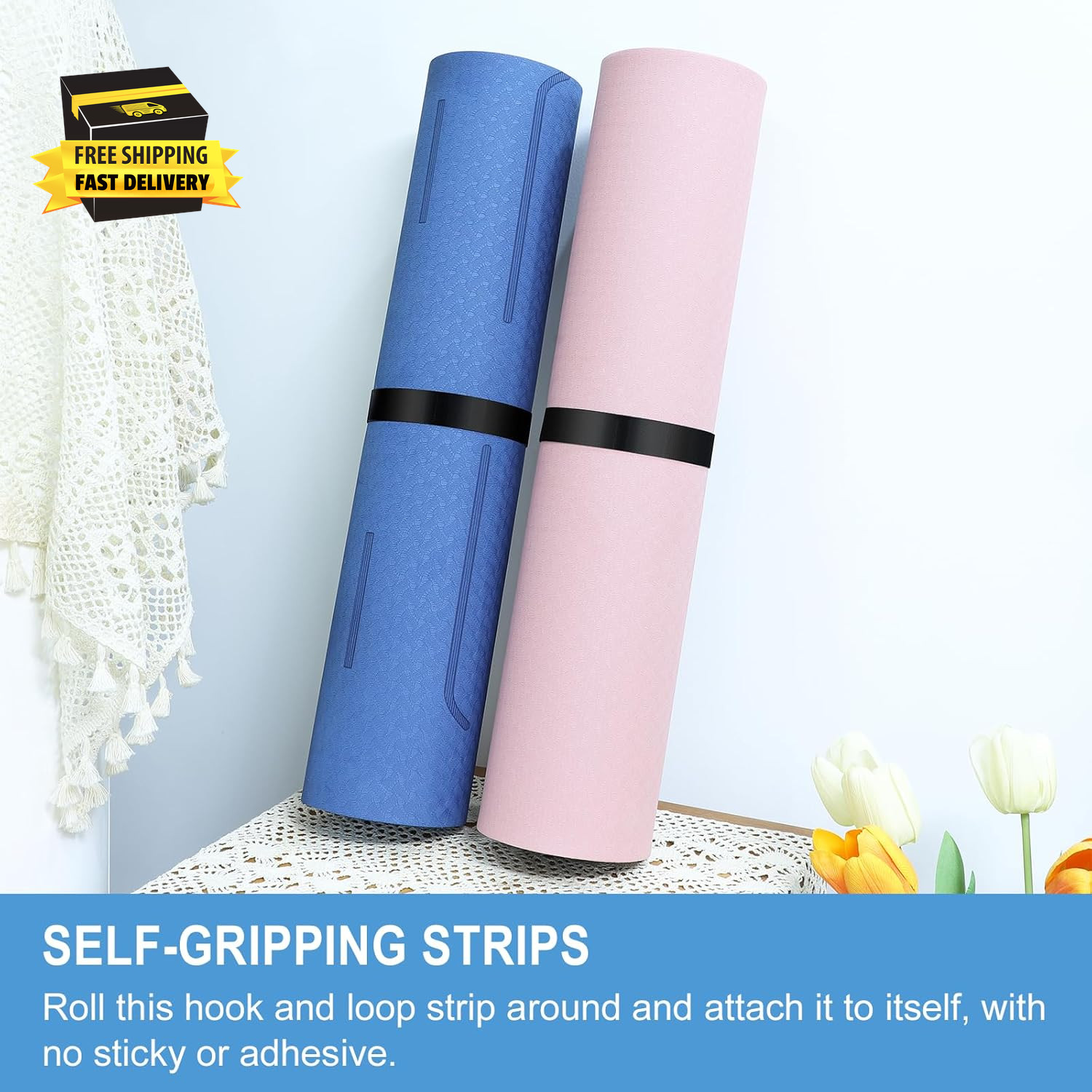 1 in X 30 Ft Hook and Loop Roll | Double-Sided Strips, Self-Gripping Straps | Re