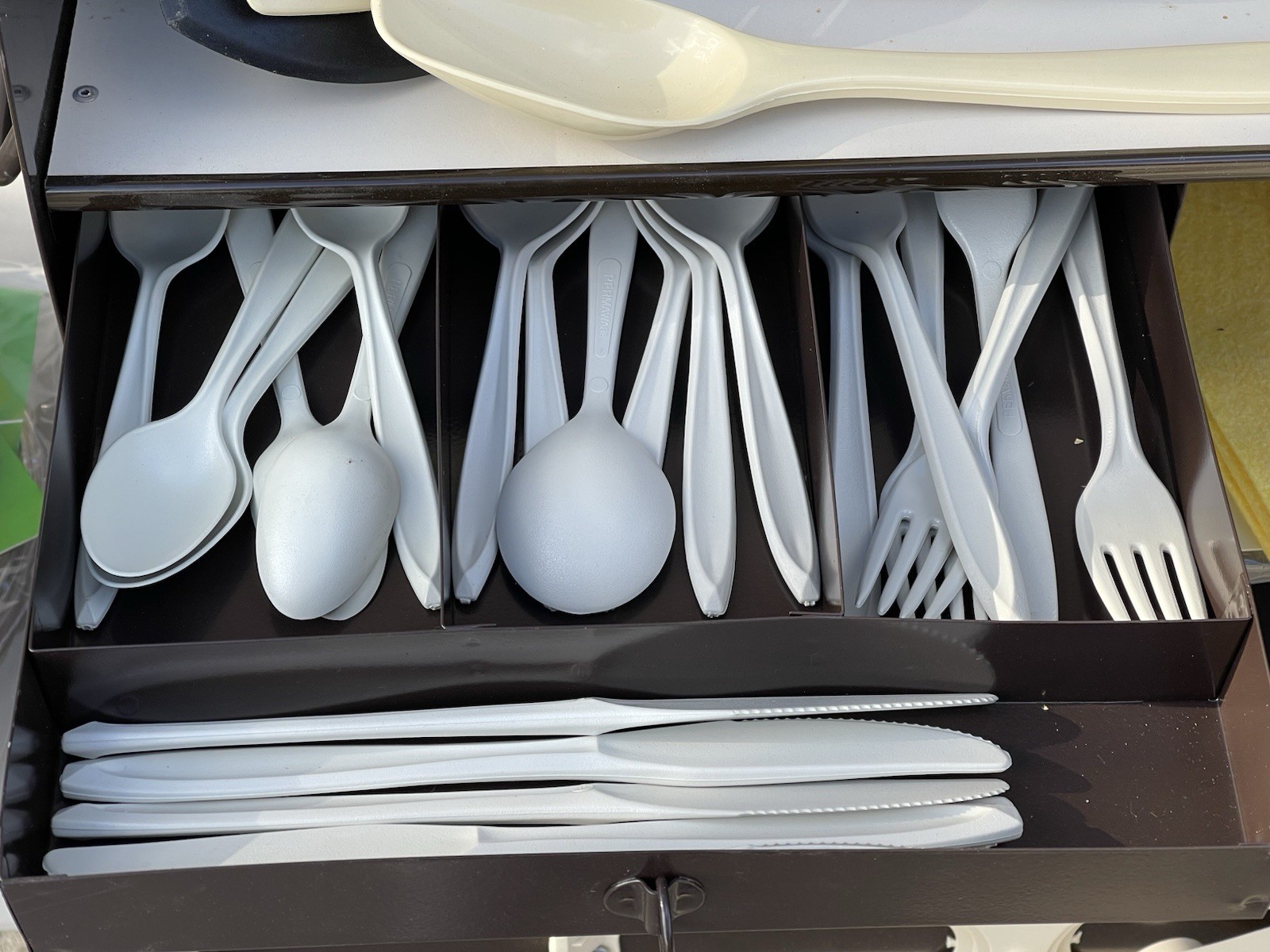 VTG Metal Chuck Box Camping Kitchen Storage Trunk w/ Contents Brown