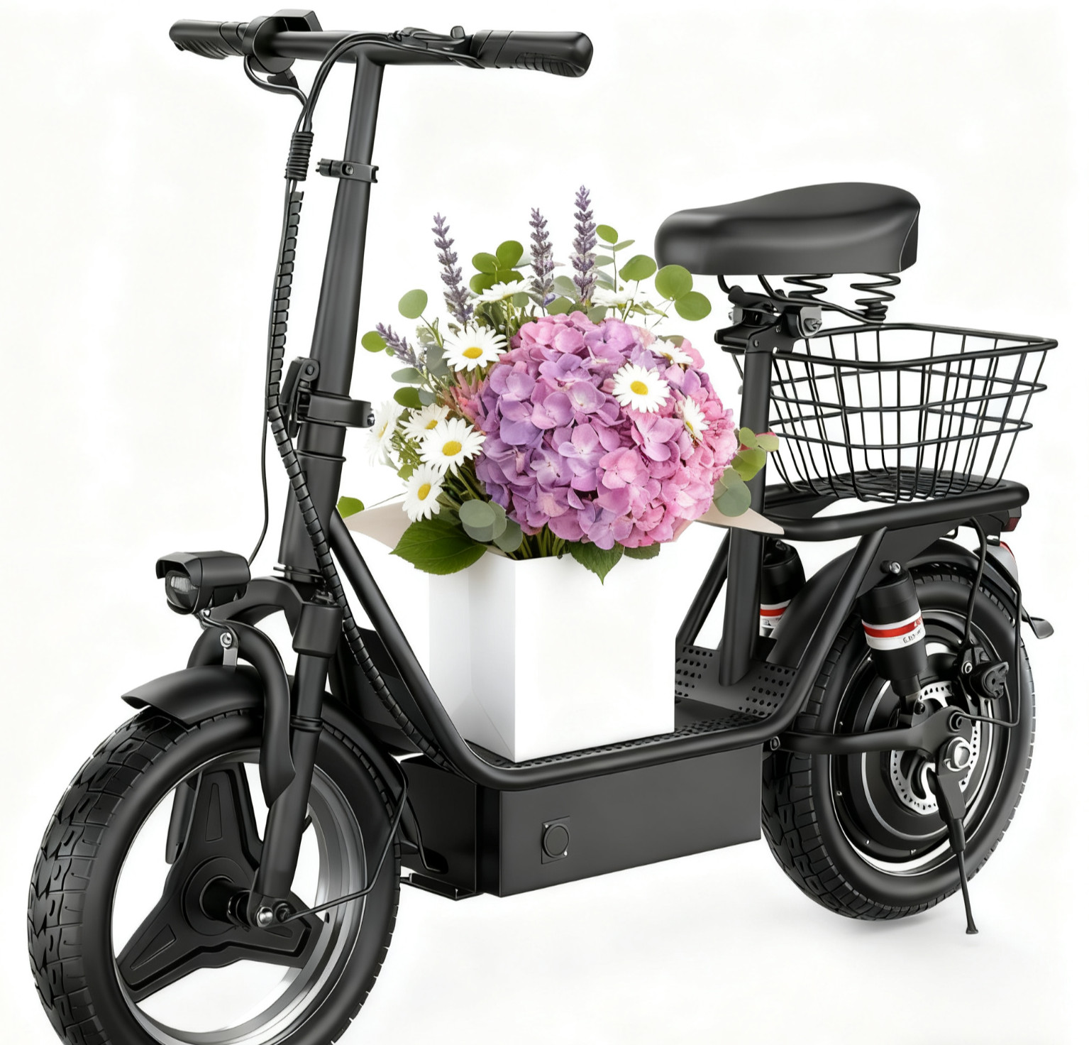Electric Scooter with Seat 1500W 25MPH 45 Miles Range14" Tire with Basket US