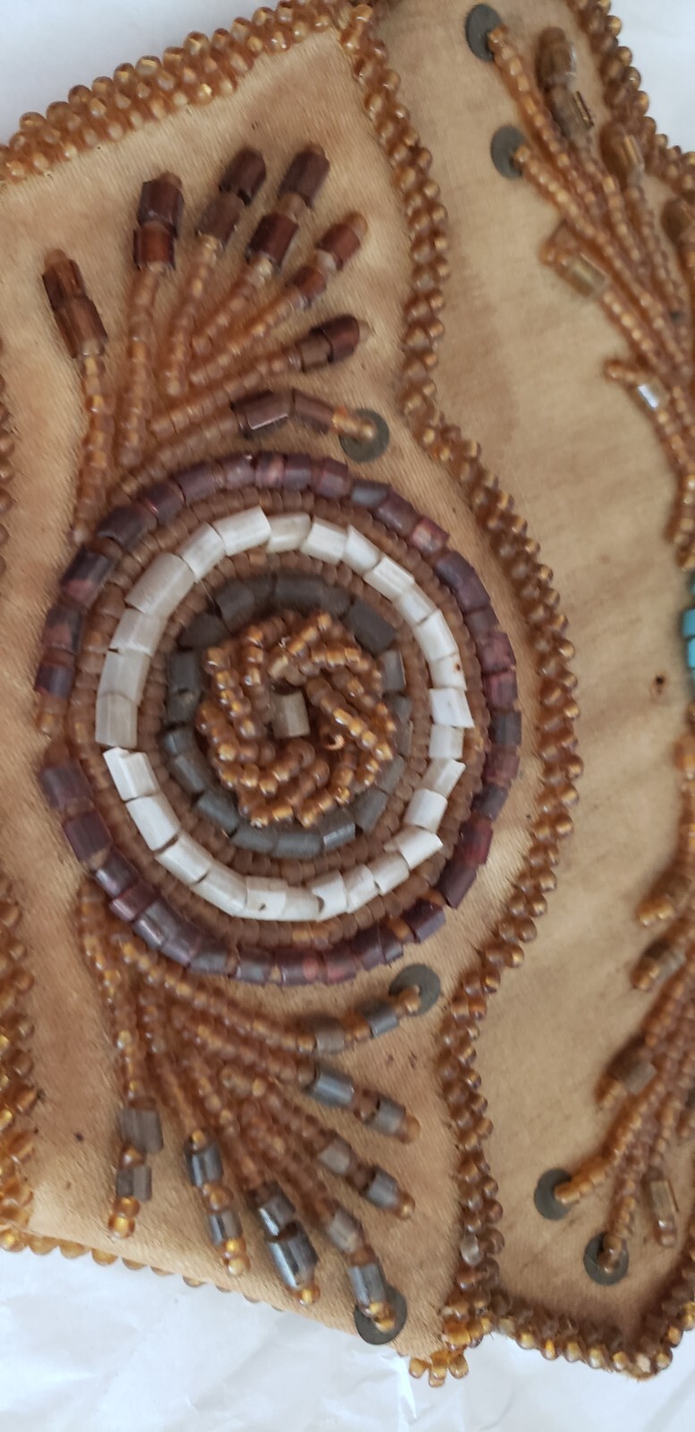 1912 NATIVE AMERICAN VICTORIAN SEED BEADED HAND MADE HANGING MATCH - CARD HOLDER