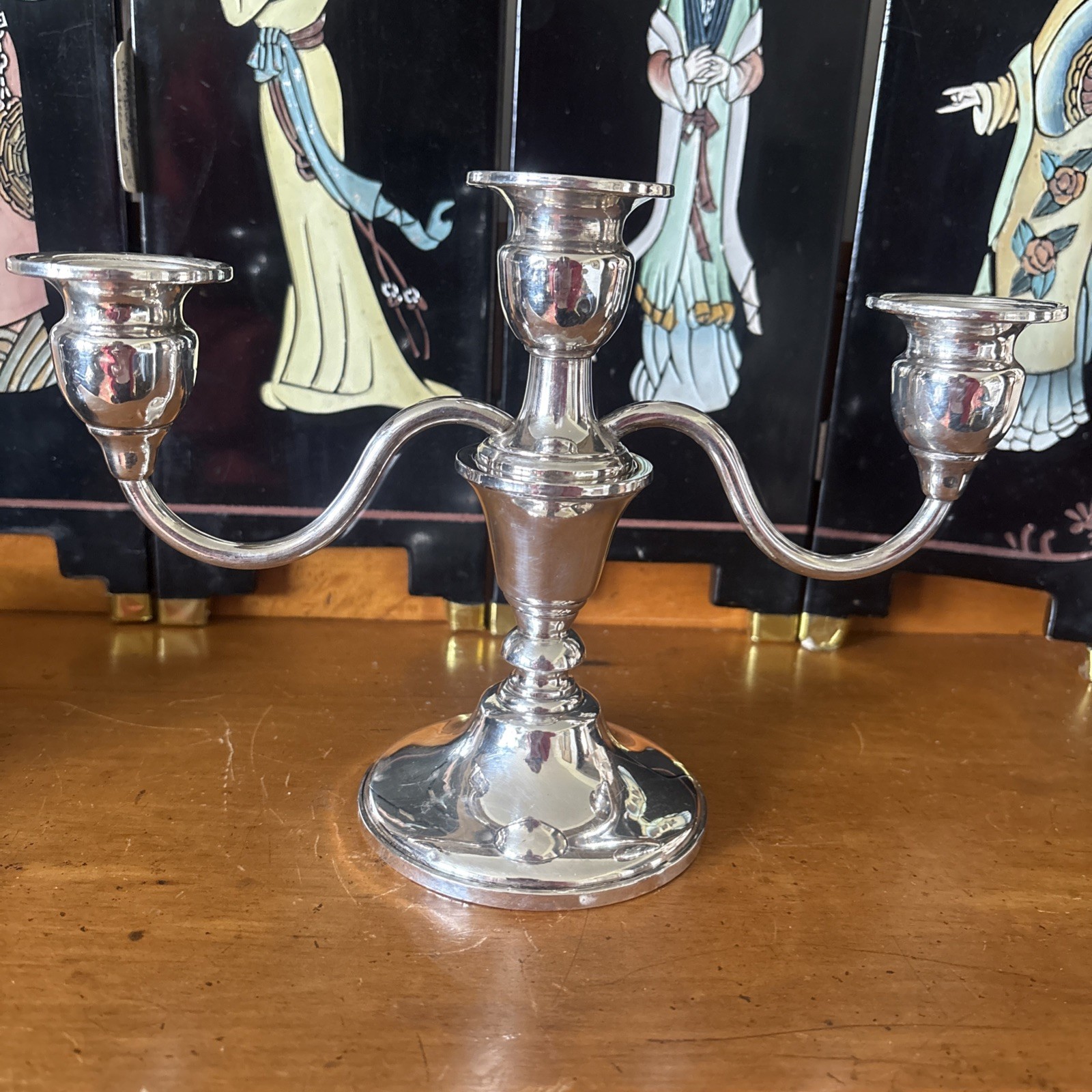 Mueck-Carey Sterling Candle Holder With 3 Arm Epergne Candelabra Insert.
