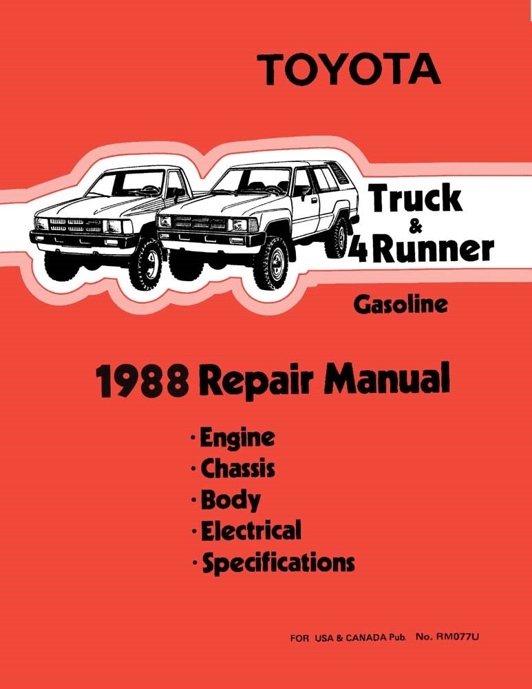 1988 Toyota 4-Runner & Truck Shop Service Repair Manual Book Engine Drivetrain