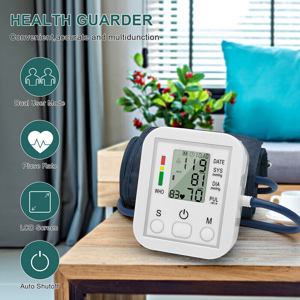 Digital Automatic Blood Pressure Monitor Upper Arm BP Machine Heart Rate Machine