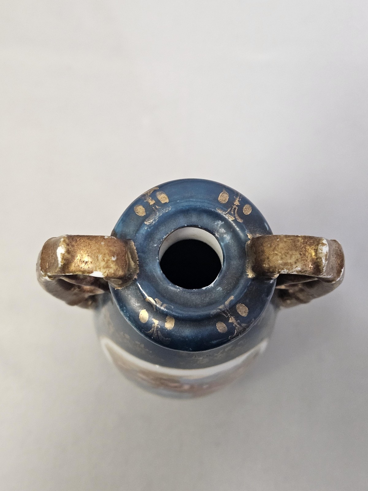 Vintage Victoria Austria Porcelain Vase Romantic Couple Blue Gold Art Nouveau