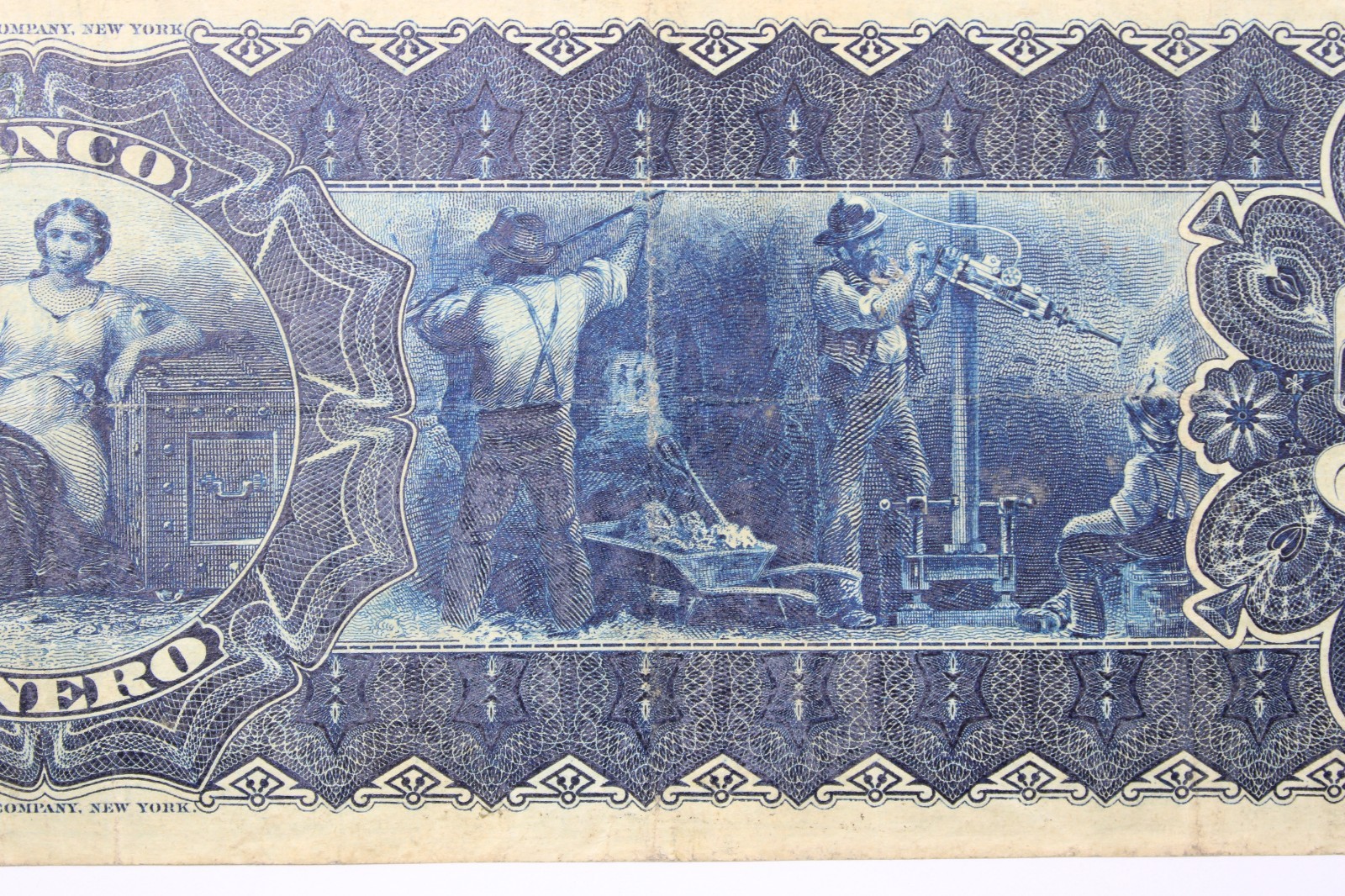 1914 El banco Minero 5 pesos Circulated Banknote Serie H.51 VF # 0416