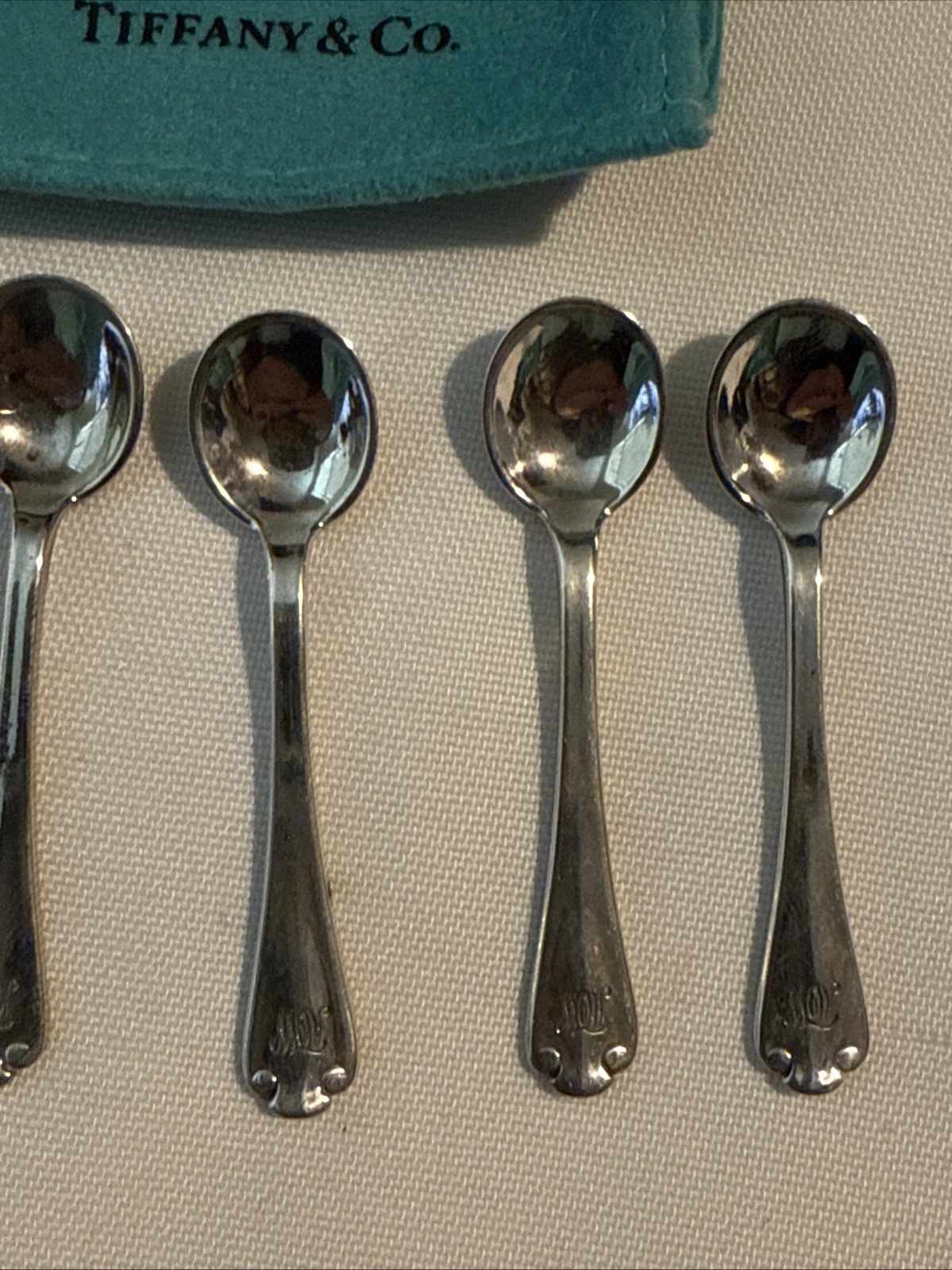 6 Tiffany & Co Antique Sterling Silver Salt Spoons