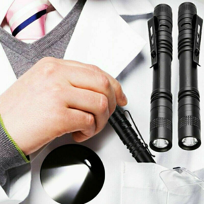 2PCS Mini Small Torch Super Bright LED Flashlight Penlight with Clip Pocket US