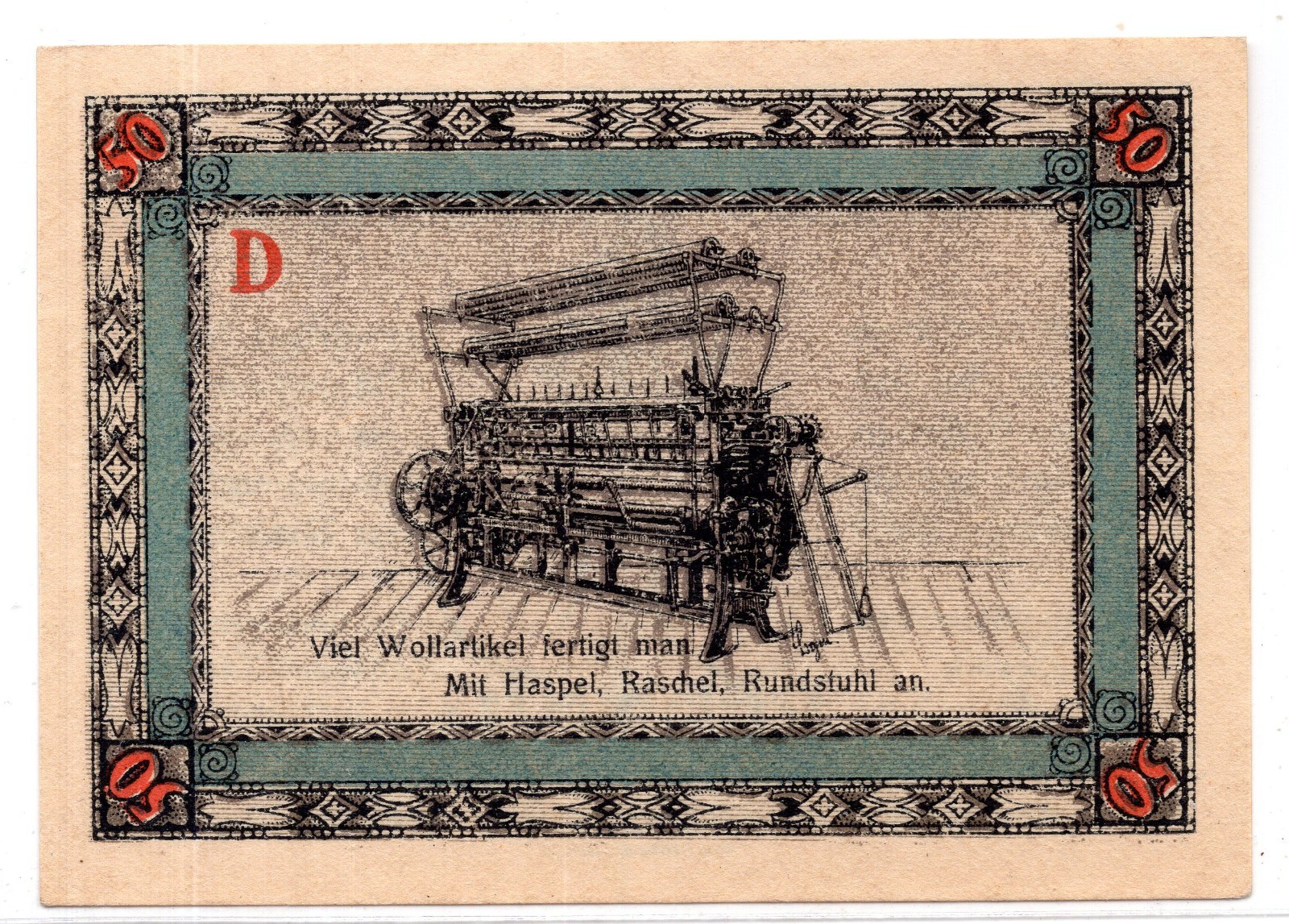 1921 Germany Apolda Notgeld 50 Pfennig Note (3967)