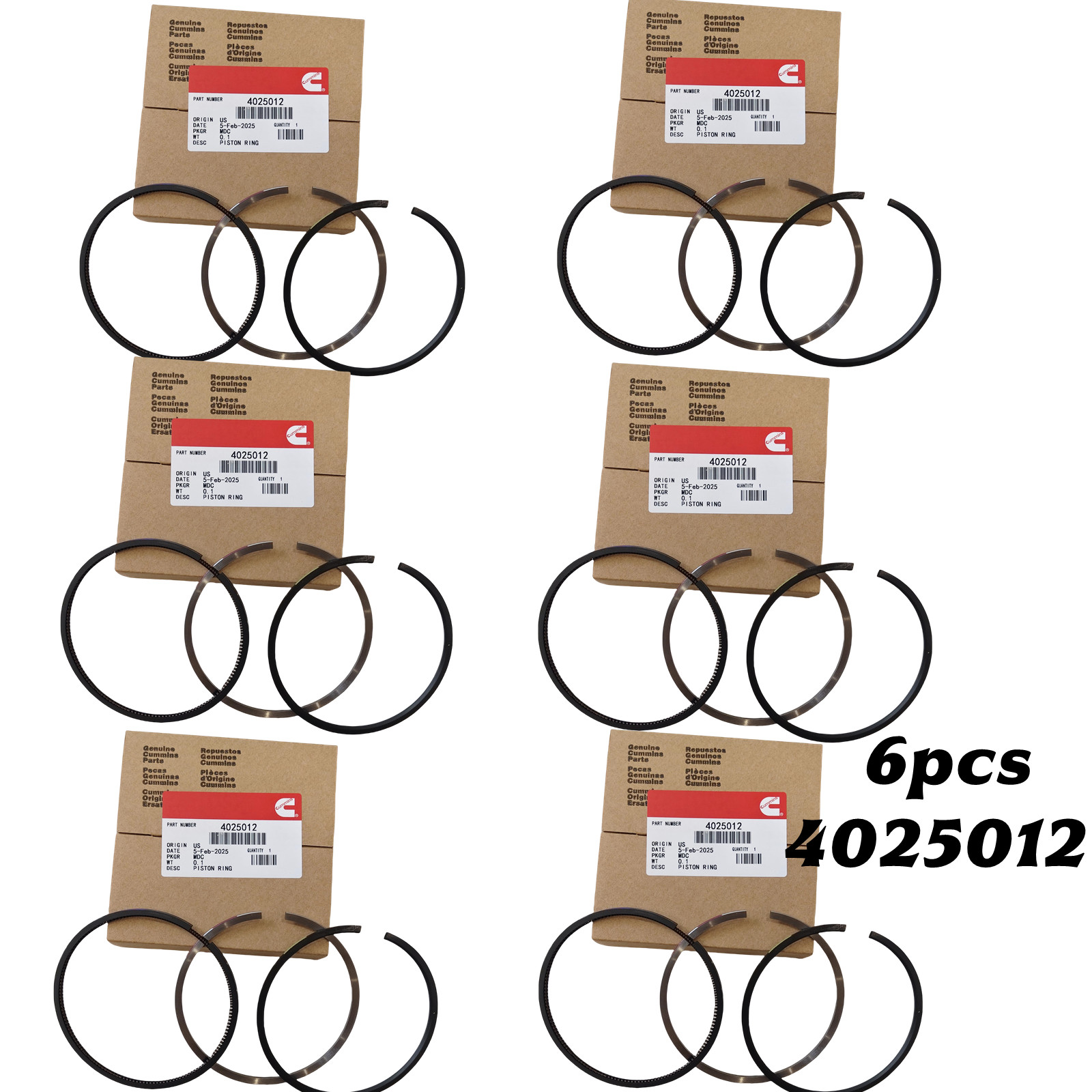 6x CUMMINS PISTON RING Set For Dodge Ram 5.9L ISB 5.9 6B 98.5-06 24V 4025012 New