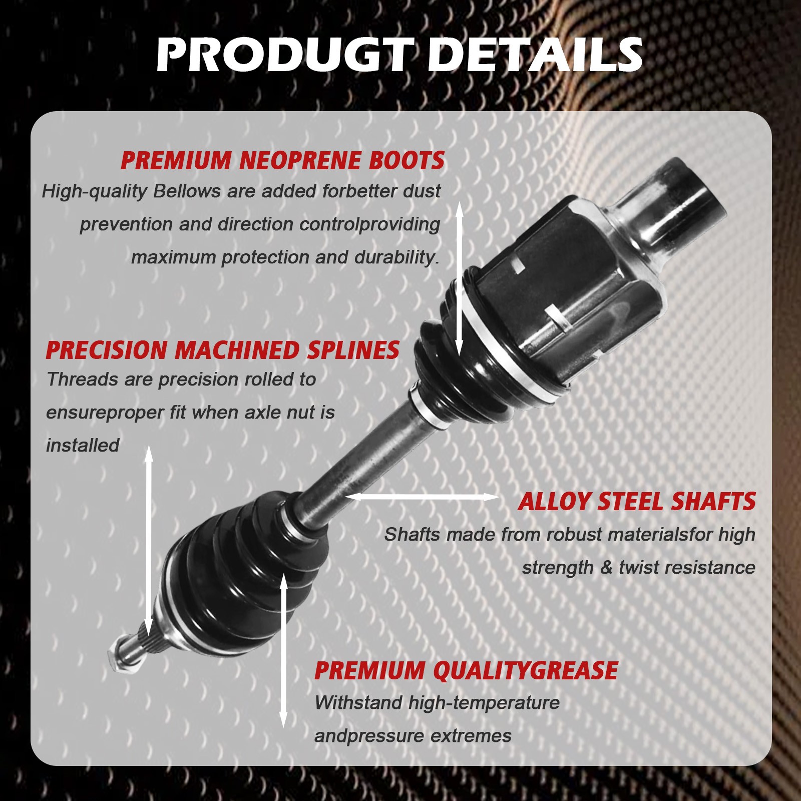 4WD Front CV Axle Shafts for 2012 2013 2014 2015 2016 2017 2018 - 2021 Ram 1500